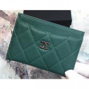 Chanel Caviar Leather Classic Card Holder A31510 Green AQ03625