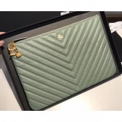 Chanel Caviar Leather Owl Charms Chevron Pouch Clutch Large Bag A82545 Green 2018 AQ02681