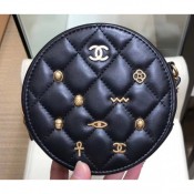 Chanel Charms Round Clutch With Chain Bag Black 2019 AQ03889