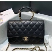 Chanel Lambskin Wallet on Chain With Round Handle AP1177 Black 2020 Collection AQ01913