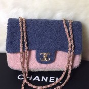 Chanel Shearling Sheepskin Small Flap Bag A57736 Blue 2019 Collection AQ02360