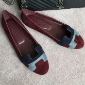 Hermes Classic Suede Leather H Flat Burgundy 2016 (GD4005-6101534 )