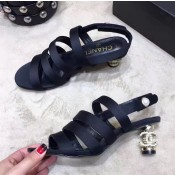 Chanel G32836 Satin Sandal with 5CM Heel Black 2017 (GD4029-7052657 )