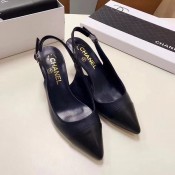 Chanel Calfskin Slingbacks 6.5cm Heel Black 2018 (RS-8032004 )