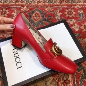 Gucci Calf Leaher Mid-heel Pump with Double G Red 2019 (RS-9011033 )