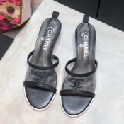 Chanel PVC Heel Mule Sandals G34871 Black 2019 (DLY-9041020 )