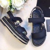 Chanel Fabric Sandal G32676 Black 2017 (SZ2029-7061302 )