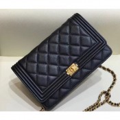 Chanel Shine Gold Hardware Caviar Boy Wallet On Chain WOC Bag Black 2018 AQ01049