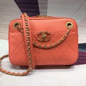 Chanel Quilted Lambskin Chain CC Camera Case AS0971 Orange 2019 Collection AQ01629